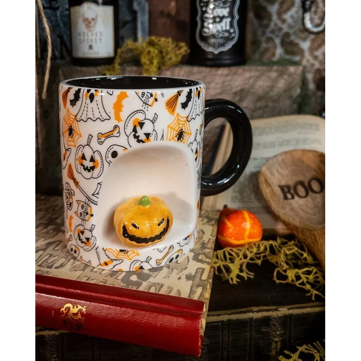 Horror-Shop Tasse Halloween Motiv Tasse mit Mini Kürbis als Geschenk, Keramik – Bild 3