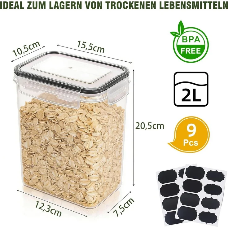 Zedelmaier Vorratsdose Vorratsdosen mit Deckel, Vorratsbehälter Set, Aufbewahrungsbox Küche, (Set, 9-tlg), BPA Frei, Luftdicht, Vorratsdosen für trockenen Lebensmittel – Bild 1