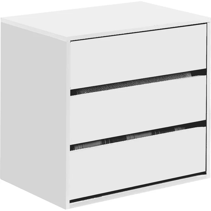 Habitdesign Kommode mit DREI Schubladen in Mattweiß, Maße: 60 cm (Breite) x 57 cm (Höhe) x 44 cm (Tiefe).