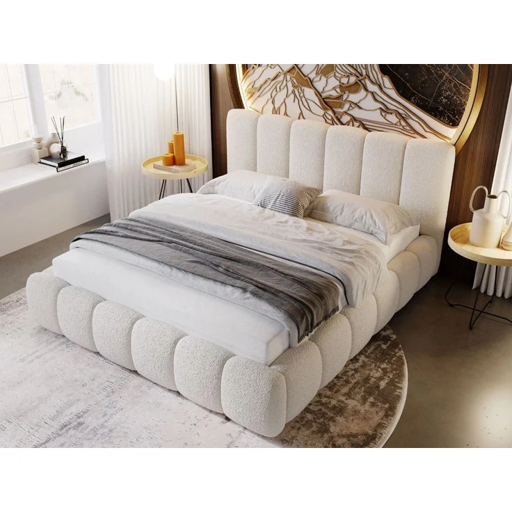 GrainGold Polsterbett mit Bettkästen CLOUD, Modern Bett mit Kopfteil - 160x200 cm, Beige (1x Bett) – Bild 2