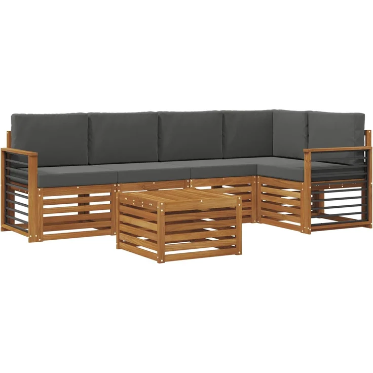 vidaXL Outdoor-Sofagarnitur 6 stk. 5-Sitzer Natur und Anthrazit 3374862 – Bild 2