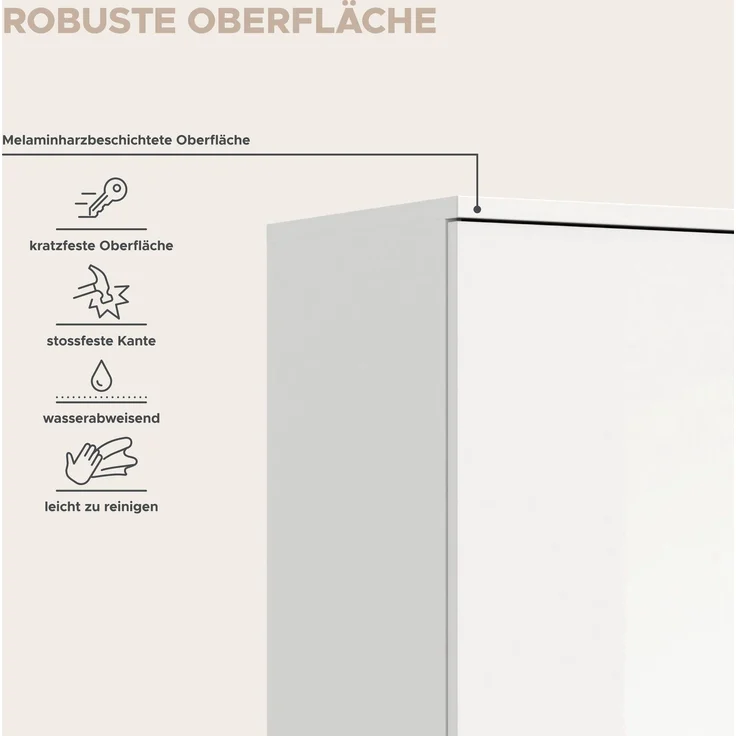 Garderobenkombination (B/H/T: 262x193x34 cm) in weiß hochglanz – Bild 9