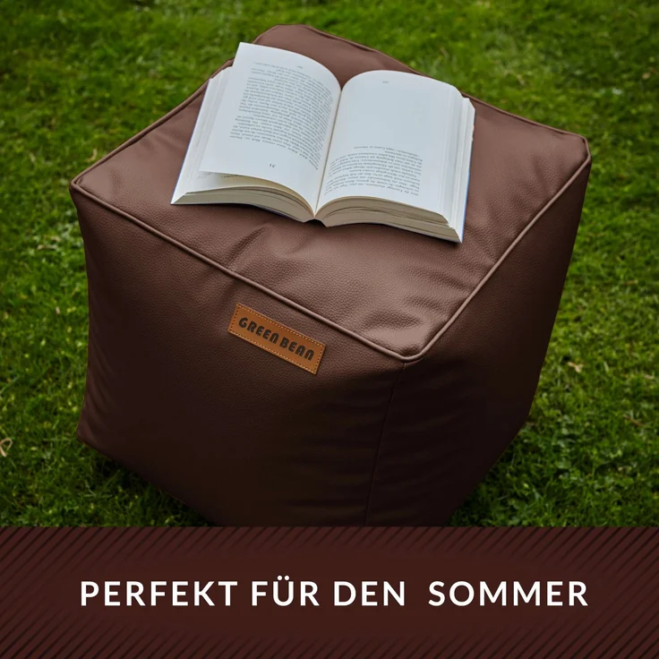 Green Bean® Sitzhocker aus Kunstleder - Pouf mit EPS Perlen Füllung - 40 x 40 cm - perfekte Ergänzung zum Sitzsack - Dunkelbraun – Bild 6