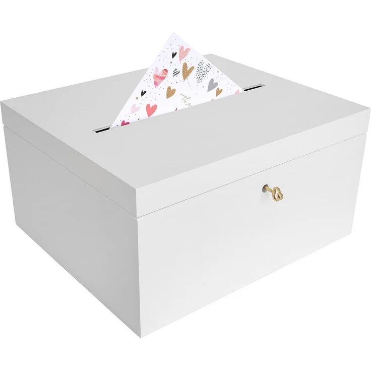 Creative Deco Aufbewahrungsbox Holzkiste Kartenbox Hochzeit 29x25x15 cm Holzbox mit Schlitz, Schloss und Schlüssel – Bild 5