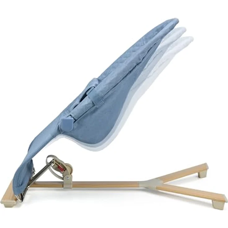 Kinderkraft MIMI NORDIC BREEZE Babywippe, Spielbügel mit 2 Spielzeuge, verstellbare Rückenlehne, Weiches Material, Minimalistische Skandinavisches Design, Zusammenklappbar, Blue – Bild 3
