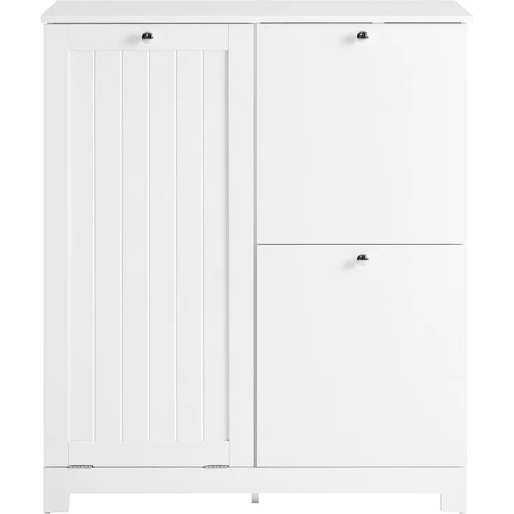 SoBuy BZR213-W Wäscheschrank, MDF, Lackiert, Weiß, 78 x 90 x 38 cm