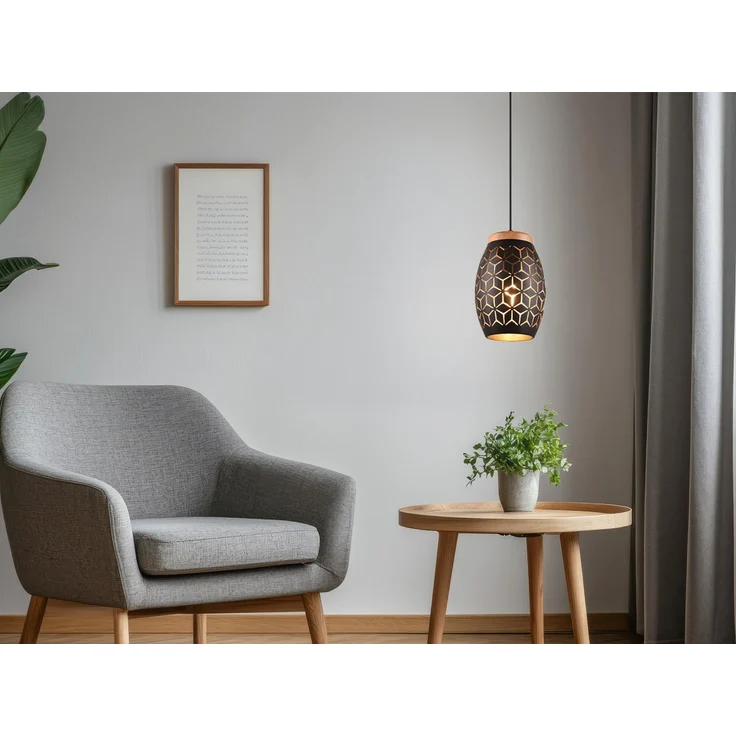 Trio Leuchten Pendelleuchte Bidar E27 schwarz, gold – Bild 5