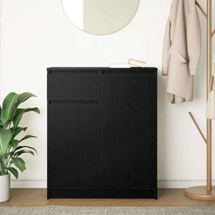 Sideboard, Kommode mit Schublade Schwarz Eichen-Optik 71x35x84 cm – Bild 3