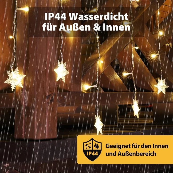 SALCAR 108er LED Schneeflocke Lichtervorhang Innen, 3M 18er Schneeflocken Lichterkette Außen, LED Weihnachtsdeko Fenster mit 9 Modi und Speicherfunktion, Warmweiß – Bild 3
