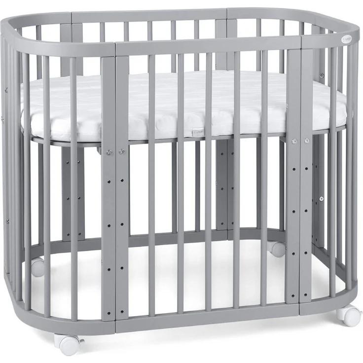 Waldin Babybett Babybett, Beistellbett aus Holz, 5in1 mit Matratze, Belüftet – Bild 5