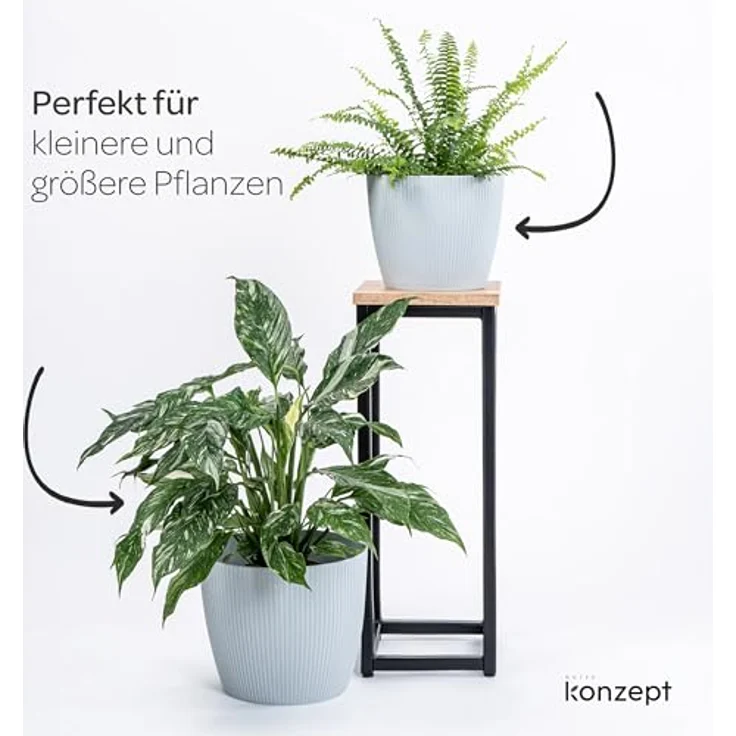 KONZEPT Blumentopf groß, gerillte Struktur 26/30cm, Übertöpfe für Zimmerpflanzen, aus Kunststoff ideal für Wohnzimmer, Küche und Balkon – Bild 7