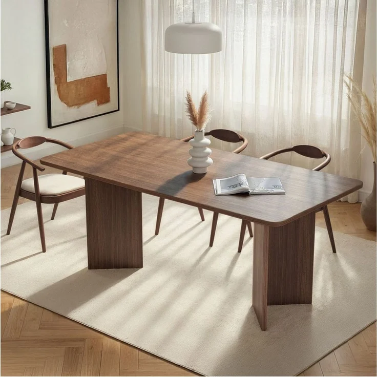 Modern Walnut Dining Table, 180 x 90 x 75 cm | 100% Melamine Coated Particle Board, 25 mm Thick | Stylish & Durable, Perfect for Family Meals & Gatherings, 70 kg Bearing Capacity – Bild 2