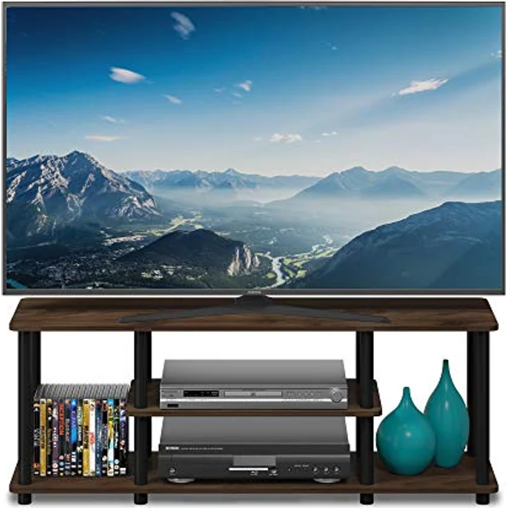 Furinno Entertainment/TV-Regal mit unterschiedlichen Ablageflächen, Columbia Walnut/Schwarz, 29.72 x 111.25 x 41.15 cm – Bild 2