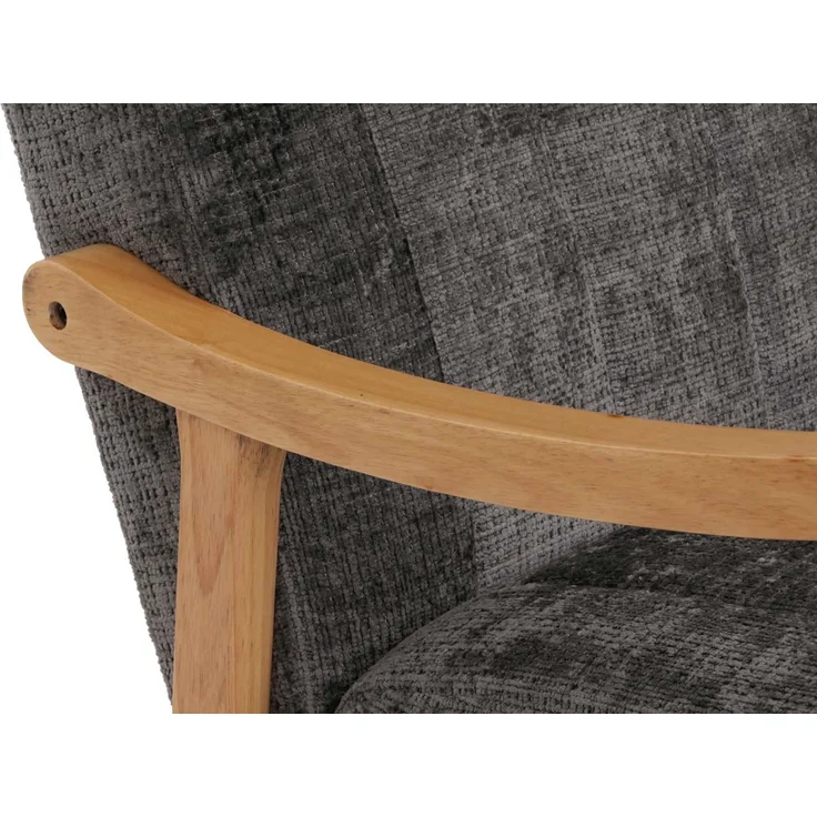 Schaukelstuhl HWC-K10, Relaxsessel, Holz FSC® Stoff/Textil Chenille (465g/m²) ~ dunkelgrau, Gestell natur – Bild 8