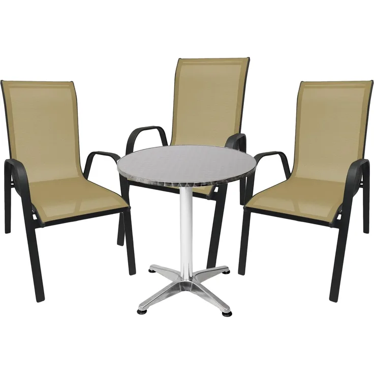 Bistro Sitzgarnitur Bistrogarnitur 4-teilig Anthrazit/Beige