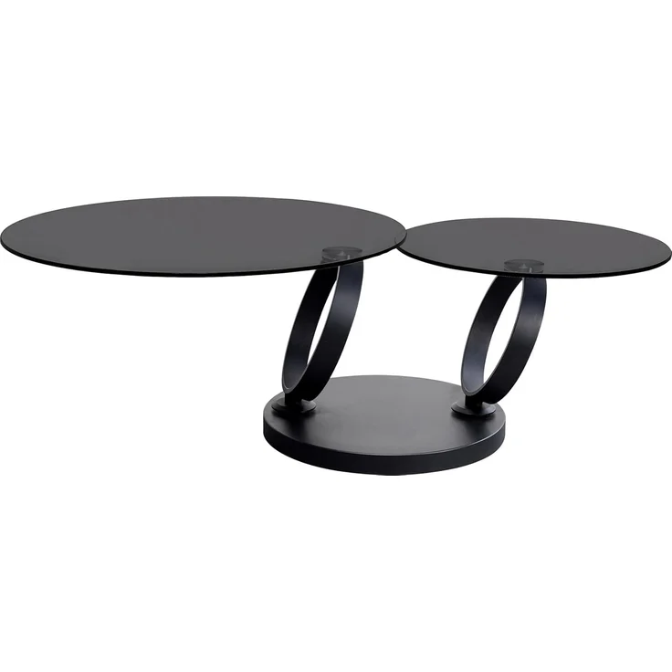 Kare Design Couchtisch Beverly Smoke, Schwarz, Beistelltisch, Glas Tischplatte, Stahlgestell, Drehbar, Wohnzimmer, 42 x 132 x 80 cm – Bild 1