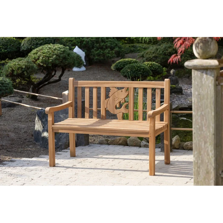 Teakholz Gartenbank Fisch 120 cm – Bild 5