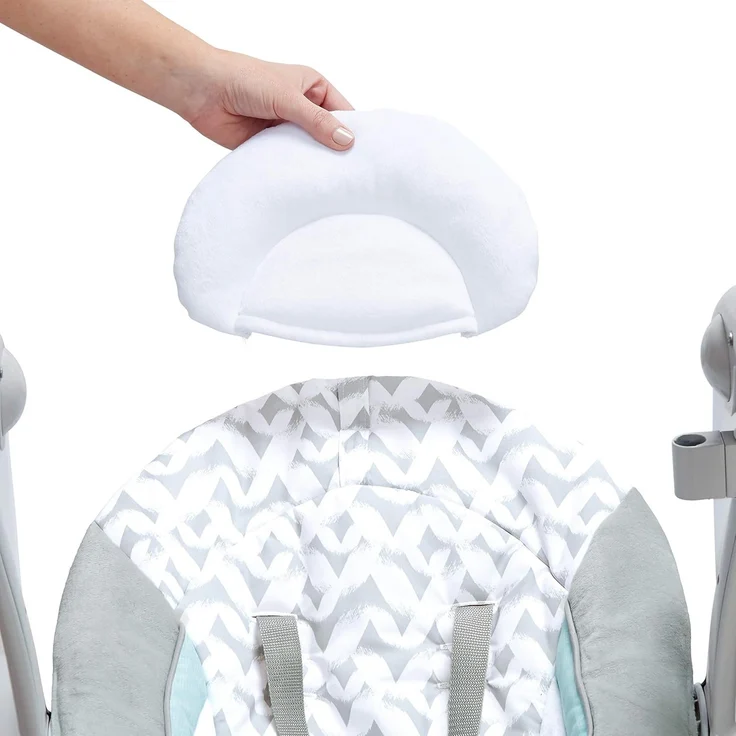 Ingenuity, Raylan 2 in 1 zusammenklappbare Babschaukel und -sitz, mit Vibrationen, automatischem Schaukeln und Melodien, Grau, 1 Stück (1er Pack) – Bild 10