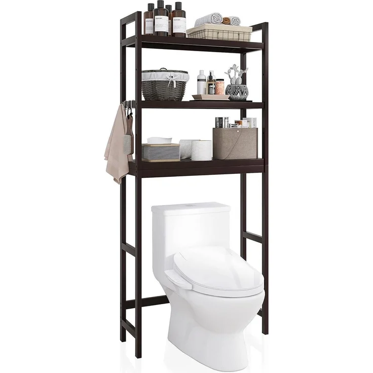 Toilettenregal Bambus Waschmaschinenregal 63x26x170cm Dunkelbraun – Bild 1