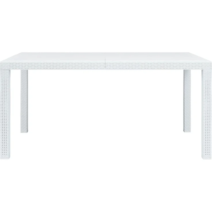 Gartentisch, Balkontisch, Beistelltisch Weiß 150 x 90 x 72 cm Kunststoff Rattan-Optik – Bild 2