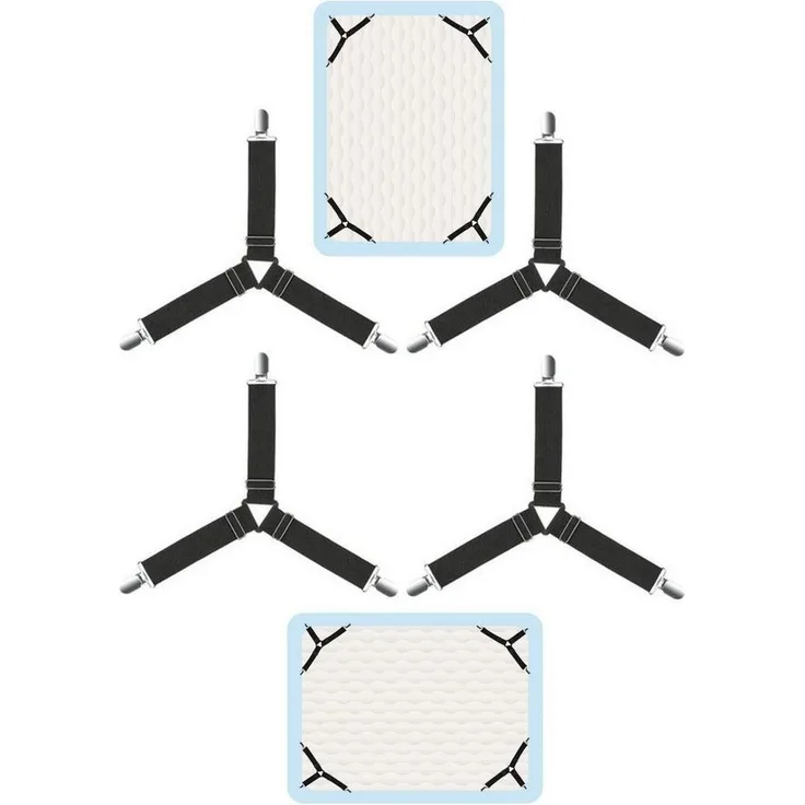 BAYLI Spannbettlaken 12er Set Verstellbare Bettlakenspanner Betttuchspanner mit Metallclips