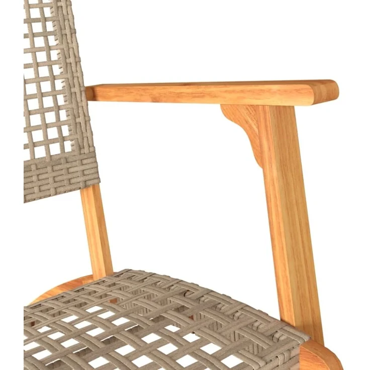 vidaXL Gartenstühle 2 Stk. Beige Poly Rattan und Akazienholz 365869 – Bild 6