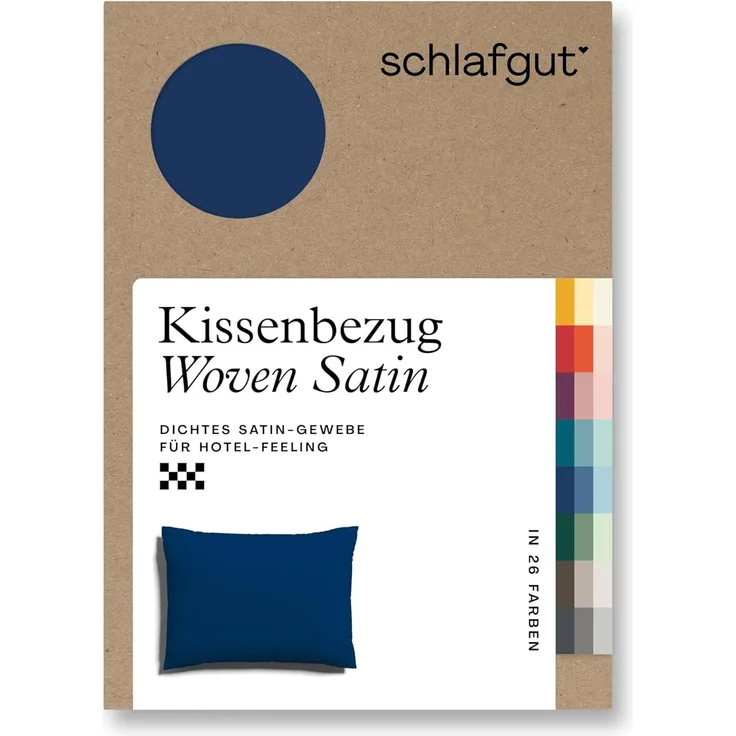 Schlafgut Woven Satin Bettwäsche|Kissenbezug einzeln 70x90 cm| blue-deep