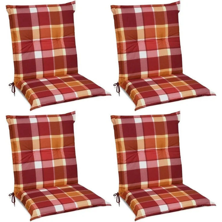 Beautissu 4er Set Niedriglehner Auflage Sunny 100 x 50 x 6 cm Rot – Bild 2