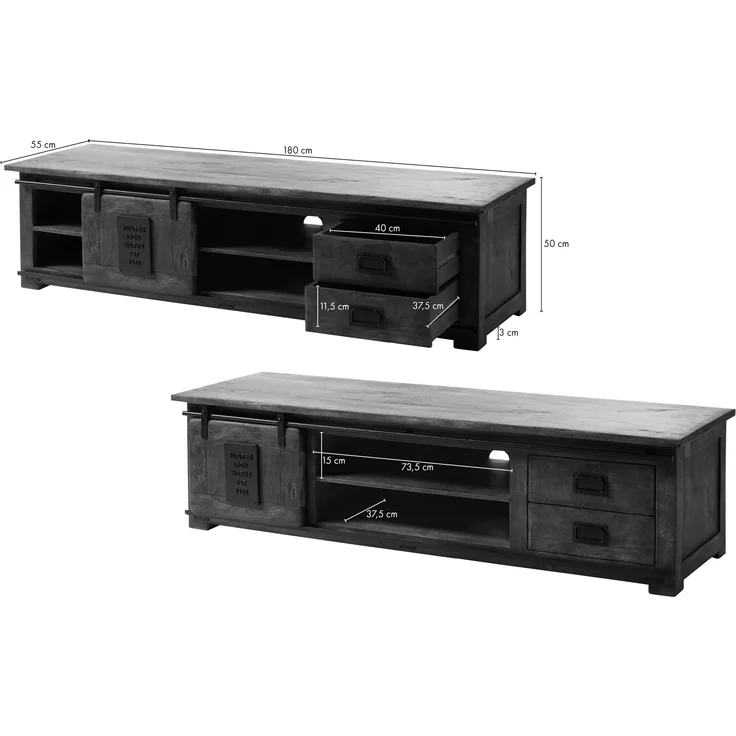 TV-Board Mango 180x55x50 natur lackiert RAILWAY #145 – Bild 7