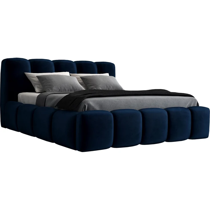 A&J MöbelLand 'Sonic' Polsterbett, Polyester, Blau, 120 x 200, mit Lattenrost, mit Bettkasten – Bild 2