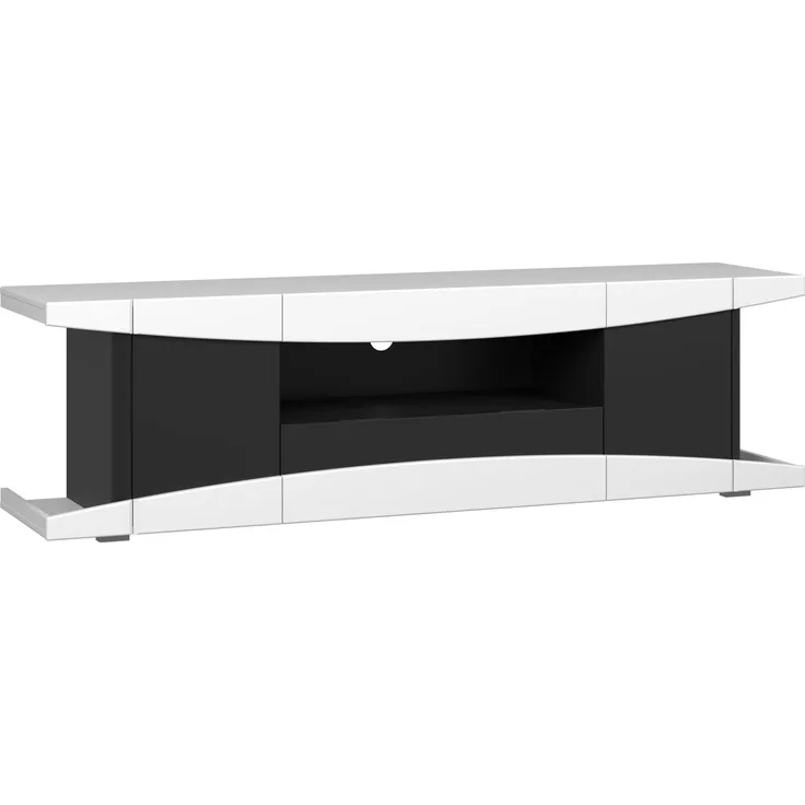 trendteam smart living - Level Up - TV-Schrank - Weiß/Schwarz - Gaming-Lowboard passend für z.B. PlayStation 5 - (BxHxT) 180 x 52 x 42 cm - Mit verdeckten Griffmulden und Softclose-Türen