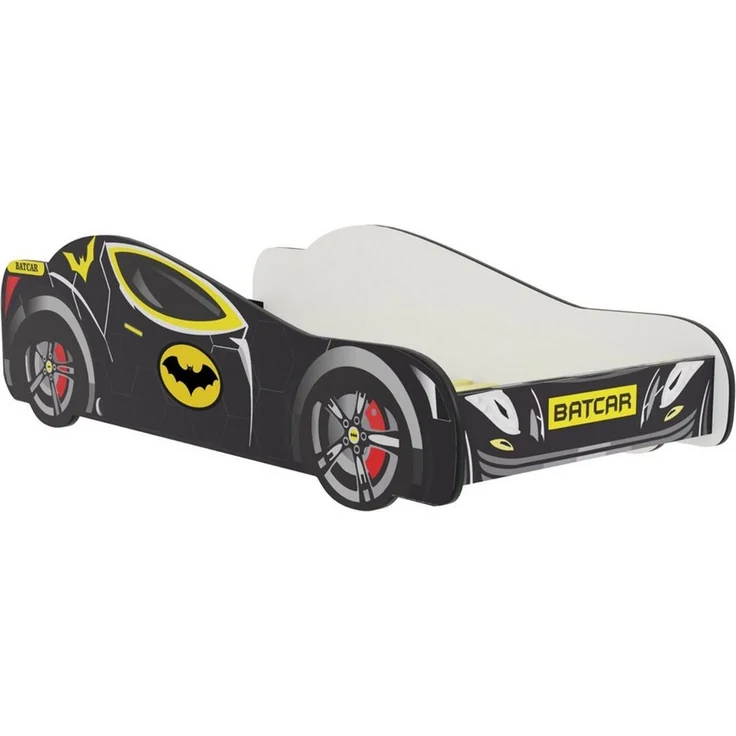Kids Collective Autobett 70x140 und 80x160 cm Kinderbett Jugendbett mit Rausfallschutz (Spielbett Batman Batmobil Bat Car Auto), Kinderbett 70x140 cm mit Lattenrost - für Kinder ab 2 Jahren – Bild 2