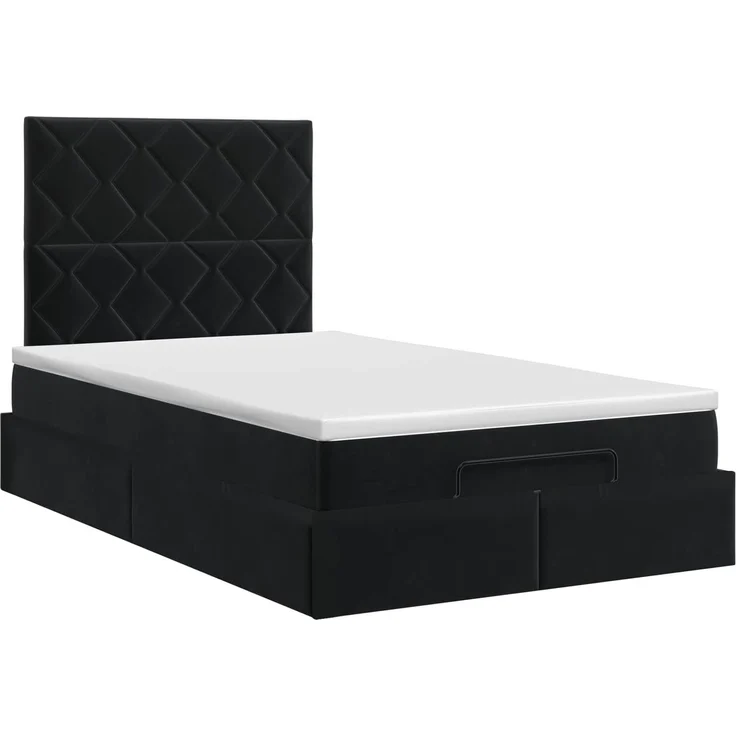vidaXL Ottoman Bett mit Matratze Schwarz 120 x 200 cm Samt 3457787 – Bild 8