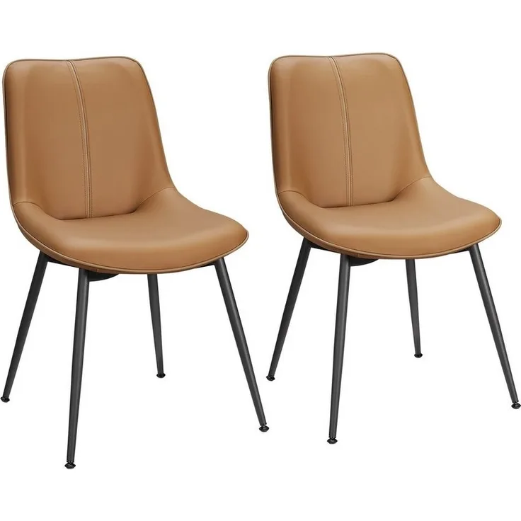 Vasagle Esszimmerstuhl (2 St), Polsterstuhl, verstellbare Füße, 56 x 50,3 x 81 cm (T x B x H), karamellbraun