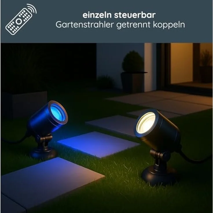 MeLiTec 2er Set Smart LED Garten-Strahler GL24 RGB Spot, anthrazit – Bild 5