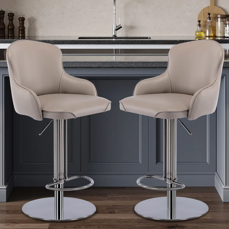 Schwarze Barhocker aus Titan-Edelstahl, hochwertiger moderner Barstuhl mit Rückenlehne, drehbar und höhenverstellbar für Küchentheke und Esszimmer – Herde – 52,5 x 52,5 x 116 cm – YOUDENOVA – Bild 2