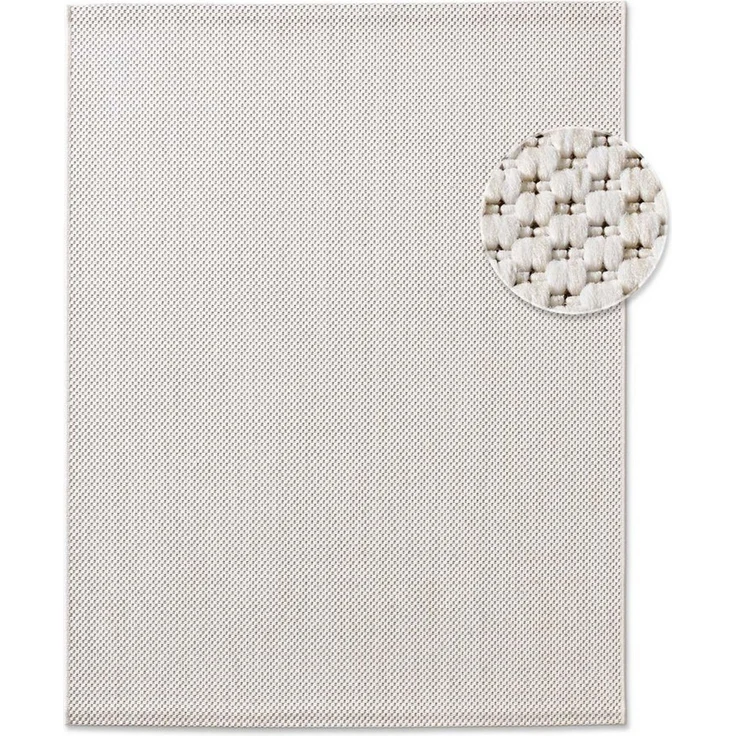 TaraCarpet Teppich Regina Teppich aus robustem Flachgewebe für In und Outdoor, rechteckig, Höhe: 7 mm, Küche Wohnzimmer Terrasse Garten Balkon uni creme 120X160 – Bild 1