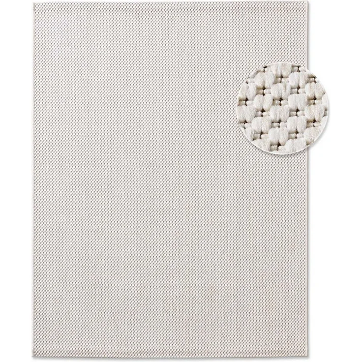 TaraCarpet Teppich Regina Teppich aus robustem Flachgewebe für In und Outdoor, rechteckig, Höhe: 7 mm, Küche Wohnzimmer Terrasse Garten Balkon uni creme 120X160