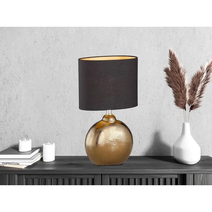 Fischer & Honsel 50558 Tischleuchte Foro klein Bronze antik Schwarz Gold E14 36cm