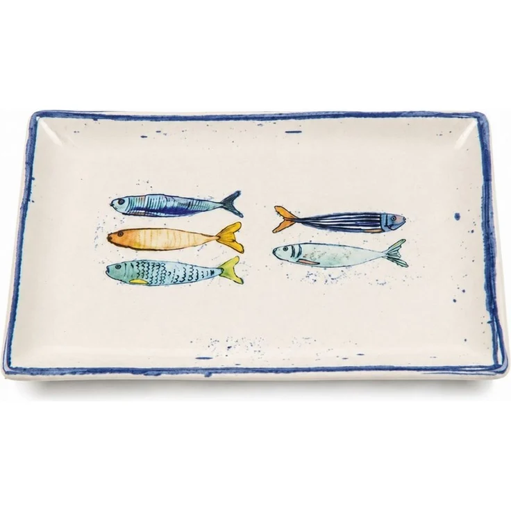 WestCraft Speiseteller Teller, mediterran mit Sardinen-Motiv, Maritime Servierplatte 20×13cm, (4 St), 4er Set, hochwertig und robust - langlebig und vielseitig einsetzbar – Bild 2