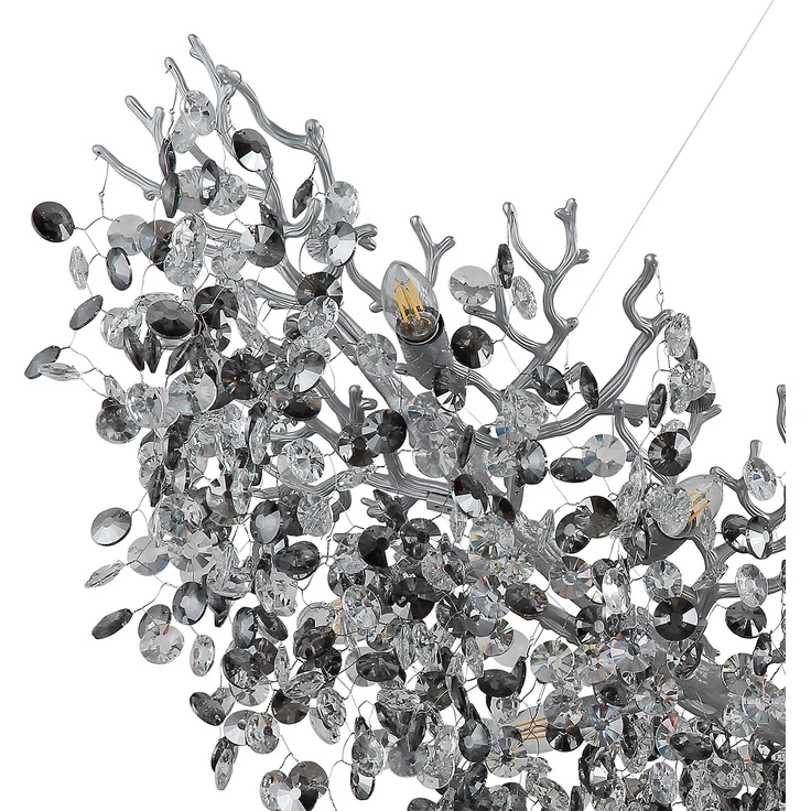 XXL LED Kronleuchter Silber 16-flammig mit Glas Kristall 2-farbig, Breite 150cm – Bild 6