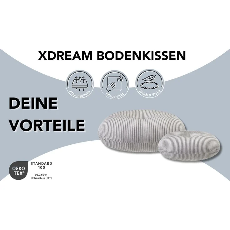 XDREAM Pouf rundes Bodensitzkissen, Meditationskissen, Sitzhocker, Fußhocker (1-St), vielseitig verwenbar, modernes Korddesign – Bild 5