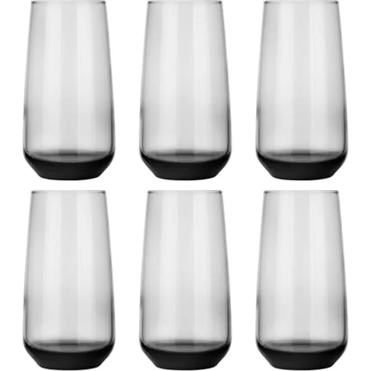 6 schwarze rauchfarbene Longdrinkgläser 430ml Longdrinkgläser Cocktailgläser Saftgläser – Bild 5