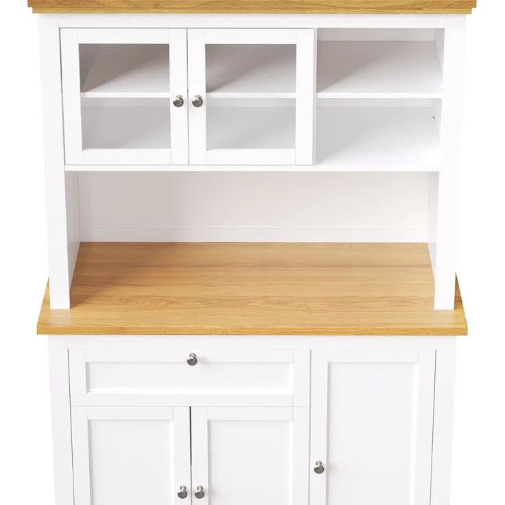 Küchenschrank(104×40×180cm), Hochschrank Küchenbuffet, Vitrinenschrank, Buffetschrank mit Verstellbaren Ablagen, Sideboard mit LED-Beleuchtung,Variable Lichtfarben,weiß – Bild 10
