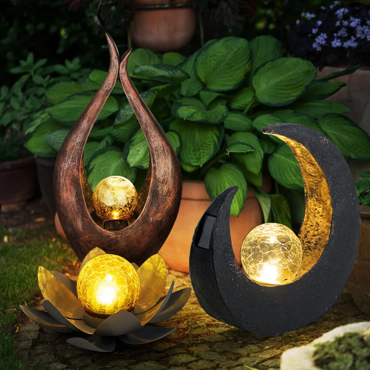 3er Set LED Solarleuchten mit Glas Kugel in Crackle Optik – Bild 2