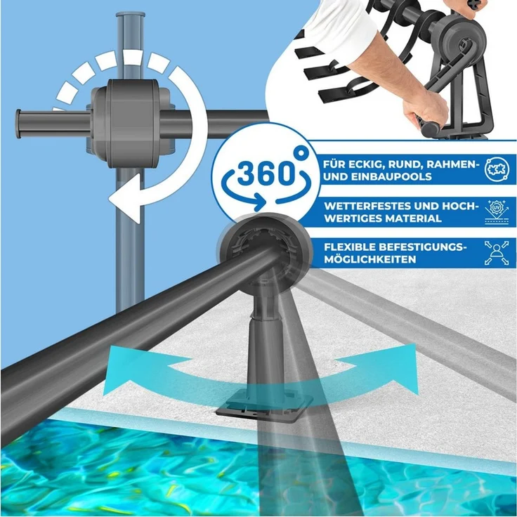 KESSER Pool-Abdeckplane, Pool Aufroller Premium Aufrollsystem 1,05m 6,15m – Bild 4