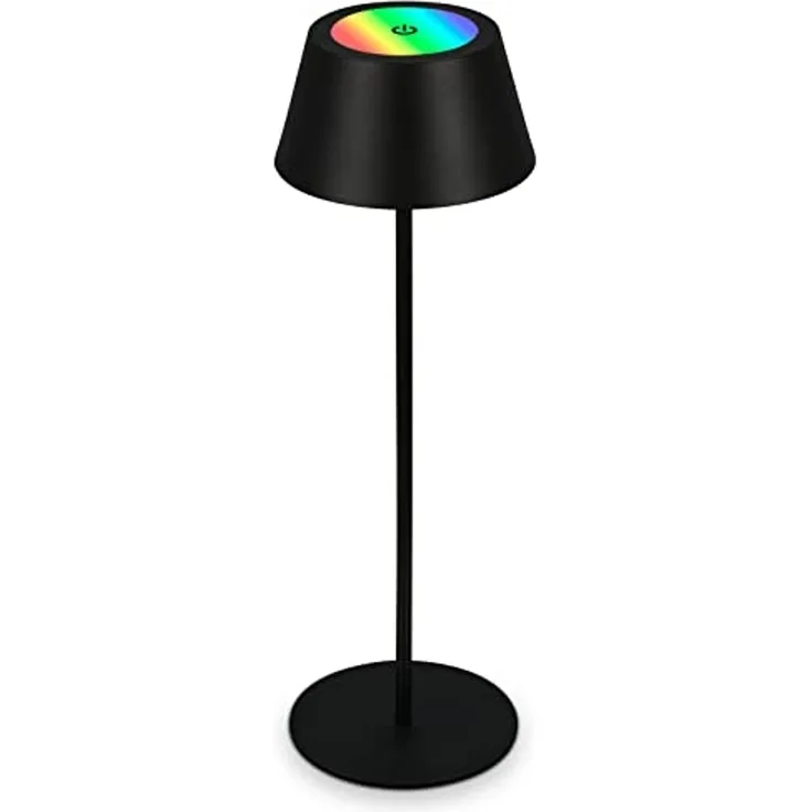 BRILONER – LED Tischlampe Kabellos, RGB Nachttischlampe Touch, Schreibtischlampe, Leselampe, Tischleuchte Outdoor & Indoor, USB-C, Camping Lampe, Warmweißes Licht und buntes Licht, Schwarz