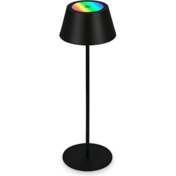 BRILONER – LED Tischlampe Kabellos, RGB Nachttischlampe Touch, Schreibtischlampe, Leselampe, Tischleuchte Outdoor & Indoor, USB-C, Camping Lampe, Warmweißes Licht und buntes Licht, Schwarz – Bild 1