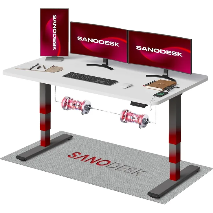 SANODESK EC4 Höhenverstellbarer Schreibtisch (160x80 cm) mit 2 starken Motoren Elektrisch Schreibtisch Plus 3-Fach-Teleskop, mit Memory-Steuerung - Stehtisch