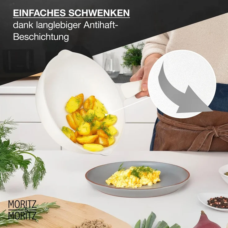 Moritz & Moritz Multipfanne mit Deckel, Aluminium Creme, Ø 26 cm – Bild 4